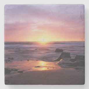 California, San Diego, Sunset Cliffs, Sunset 4 Stone Coaster