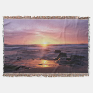 California, San Diego, Sunset Cliffs, Sunset 4 Throw Blanket