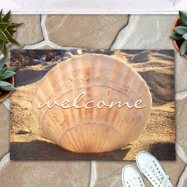 California Sandy Beach Seashell Photo Welcome  Doormat (Creator Uploaded)