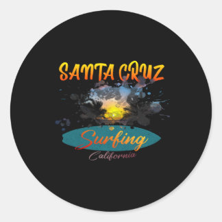 California Santa Cruz Surfing Classic Round Sticker