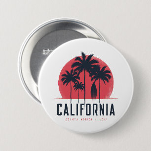 California Santa Monica Beach Retro Palm Tree 7.5 Cm Round Badge