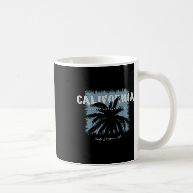 California Santa Monica Beach Surfing Session 1987 Coffee Mug (Right)