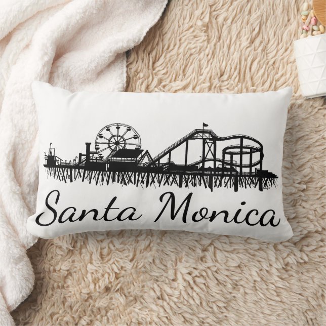 California Santa Monica CA Pier Beach Ferris Wheel Lumbar Cushion (Blanket)