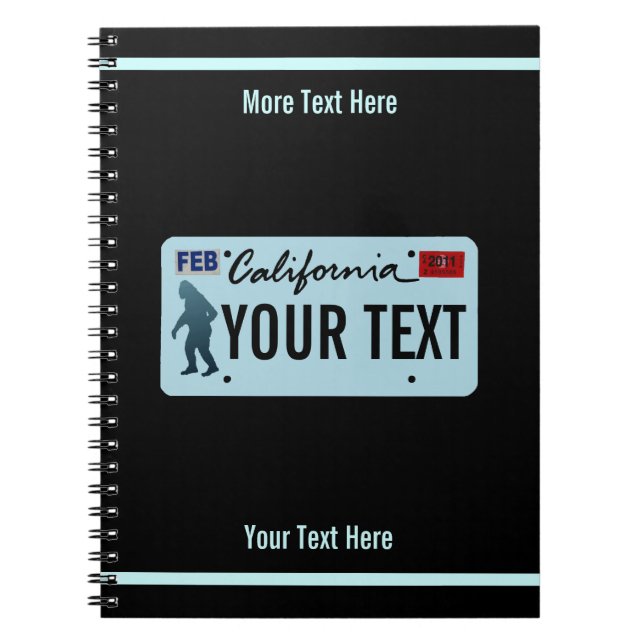 California Sasquatch License Plate Notebook (Front)