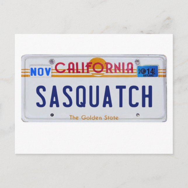 California Sasquatch License Postcard (Front)