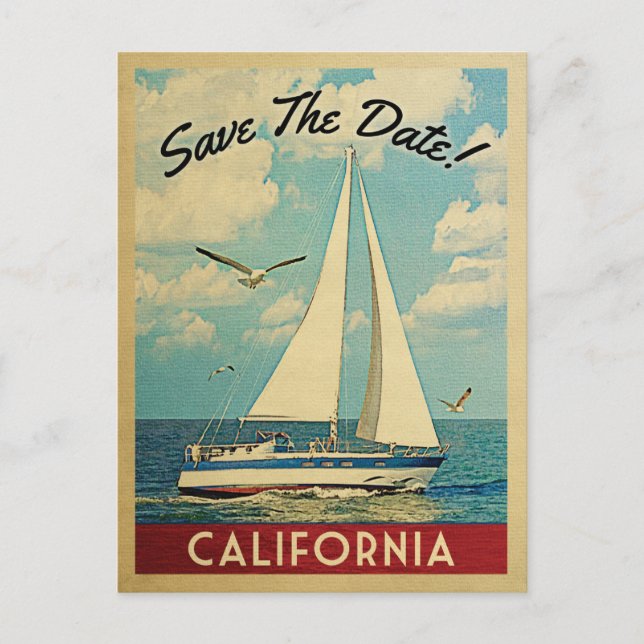 California Save The Date Sailboat Nautical Announcement Postcard (Front)
