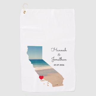 California Shape Wedding Photo Golf Towel