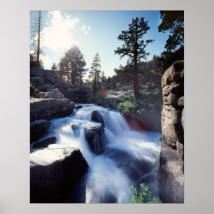 California, Sierra Nevada Mountains, A waterfall Poster