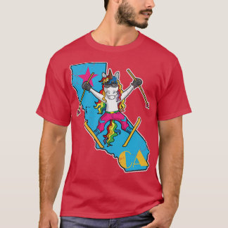 California Ski Skiing Unicorn Retro Cute T-Shirt