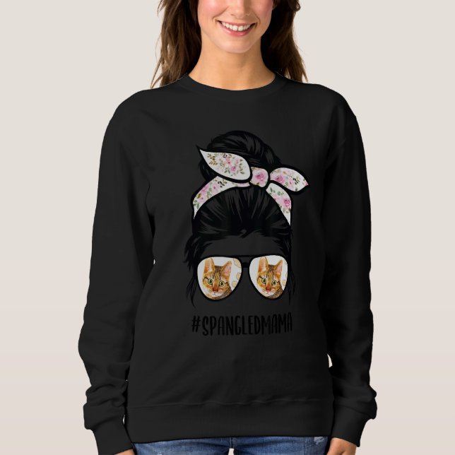 California Spangled Mum Messy Bun Hair Glasses Spa Sweatshirt (Front)