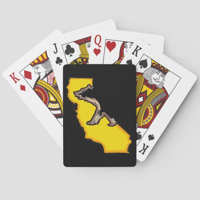 California state bear yellow black playing cards (Back)