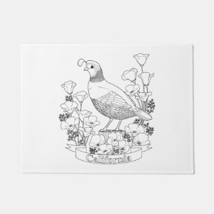 California State Bird and Flower Colouring Page Doormat