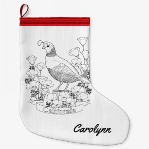 California State Bird and Flower Colouring Page Large Christmas Stocking