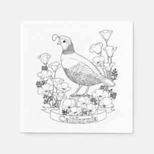 California State Bird and Flower Colouring Page Napkin