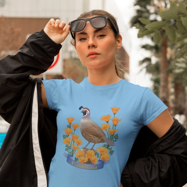 California State Bird Quail & Golden Poppy T-Shirt (Creator Uploaded)