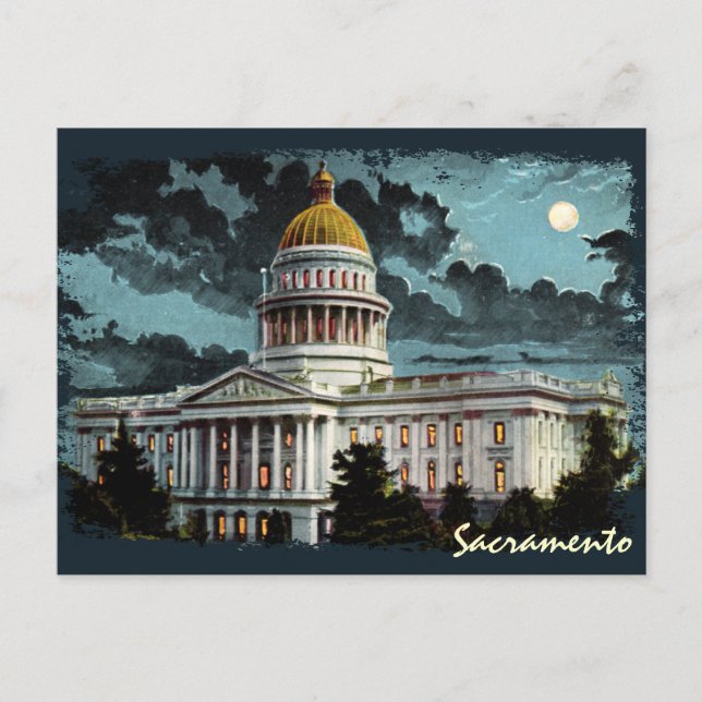 California State Capitol Moonlight Postcard (Front)