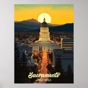California State Capitol Sacramento Travel Poster