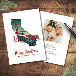 California State Family Photo Christmas Holiday Card