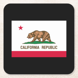 California State Flag Design Square Paper Coaster