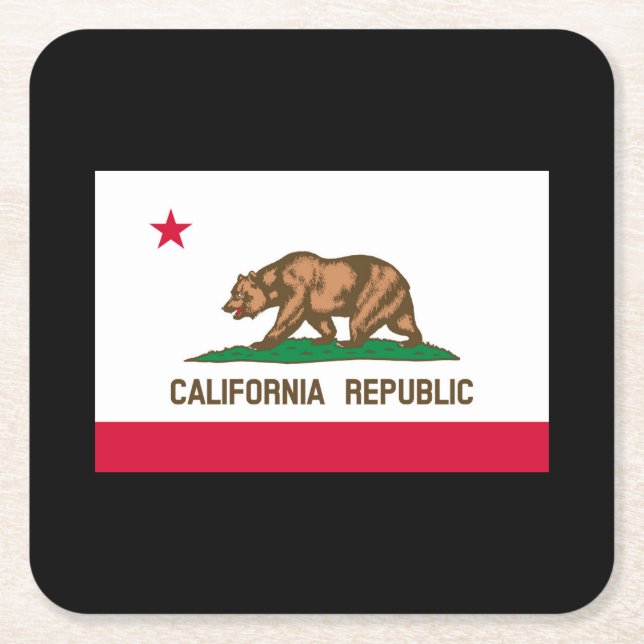 California State Flag Design Square Paper Coaster (Front)