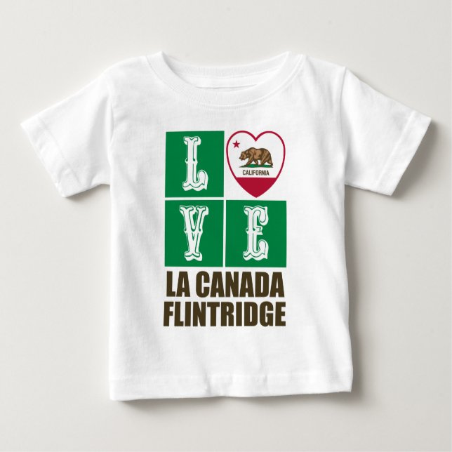 California State Flag Heart La Canada Flintridge Baby T-Shirt (Front)