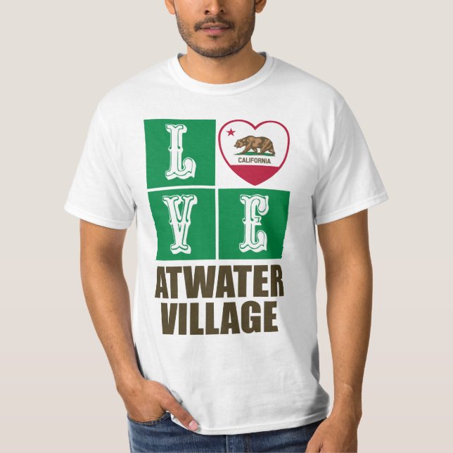 California State Flag Heart Love Atwater Village T-Shirt (Front)