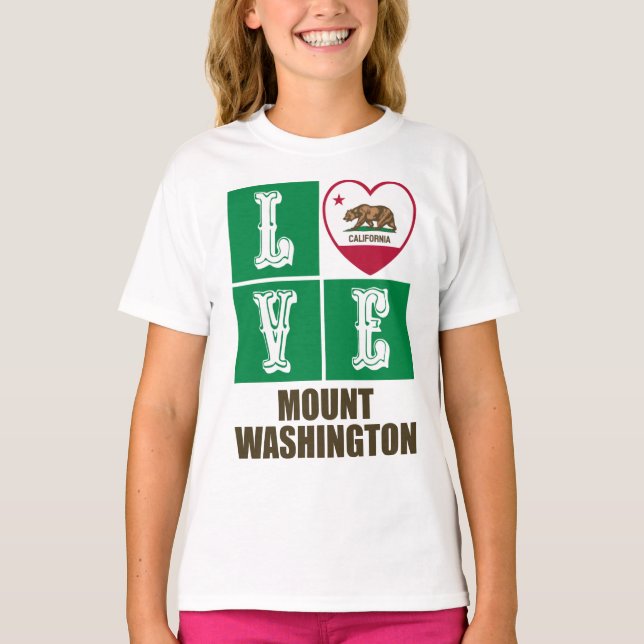 California State Flag Heart Love Mount Washington T-Shirt (Front)