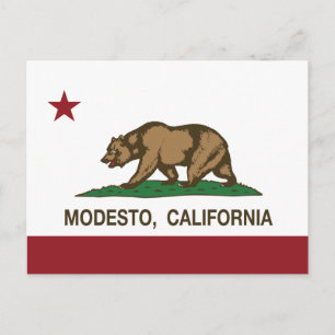 California State Flag Modesto Postcard