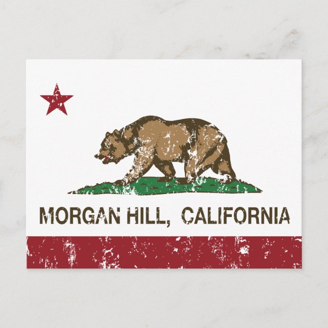 California State Flag Morgan Hill Postcard (Front)