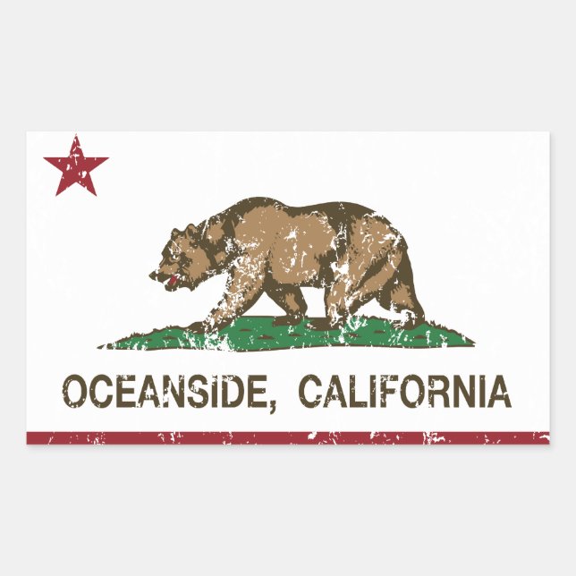 California State Flag Oceanside Rectangular Sticker (Front)