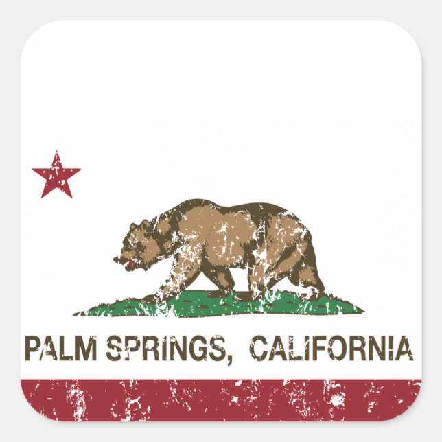 California State Flag Palm Springs Square Sticker (Front)