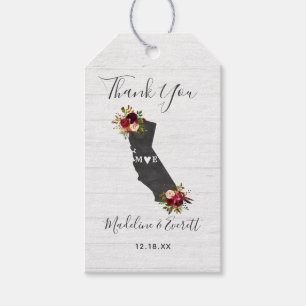 California State Floral Rustic Wedding Thank You Gift Tags