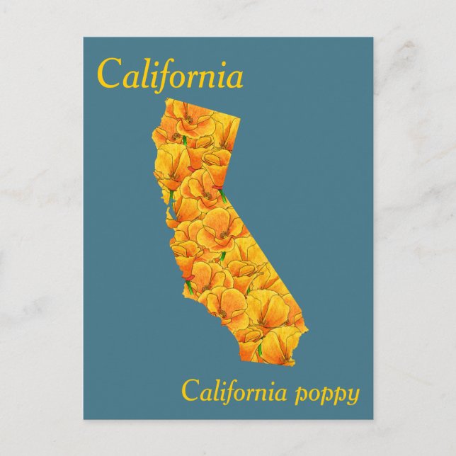 California State Flower Collage Map Postcard (Front)