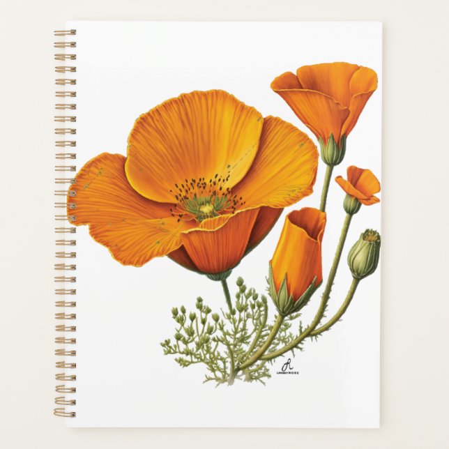 California State Flower Orange Poppy Day Planner (Front)