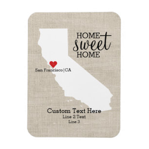 California State Love Home Sweet Home Custom Map Magnet