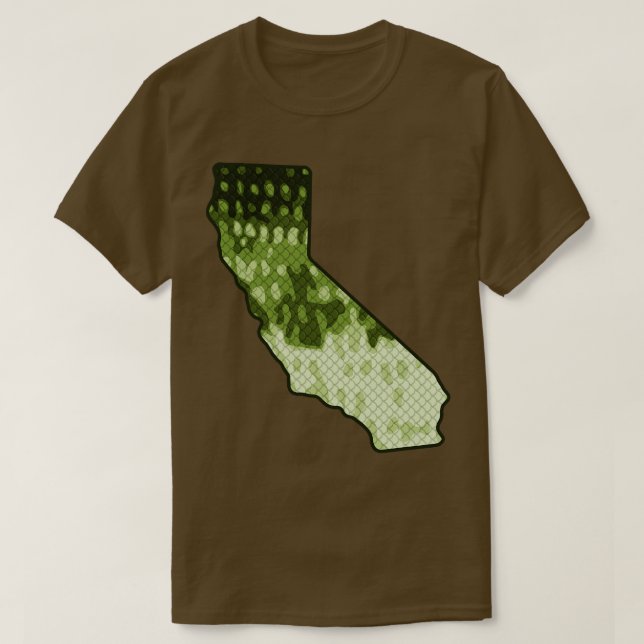 California State Map Bass Fishing Colour Pattern F T-Shirt (Design Front)