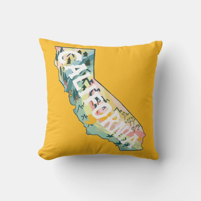 California State Map Illustration Cushion (Front)