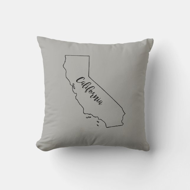 California State Map Watercolor Throw Pillow (Front)