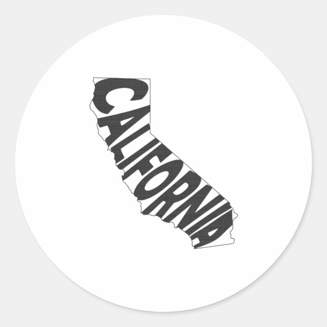 California State Name Word Art Black Classic Round Sticker (Front)
