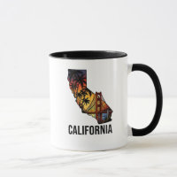 California State Outline Tattoo Style Palm Trees