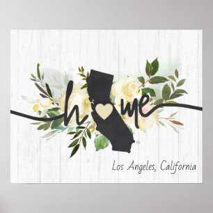 California State Personalised Home City Rustic Poster