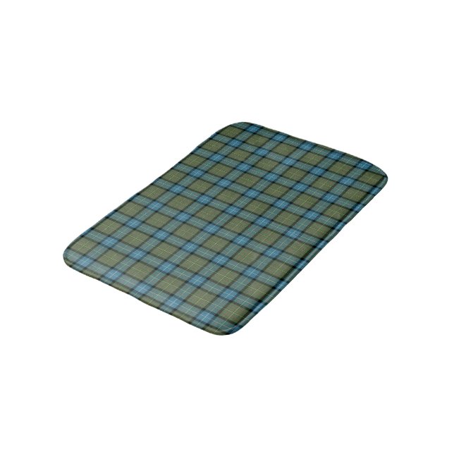 California State Turquoise and Moss Green Tartan Bath Mat (Angled)