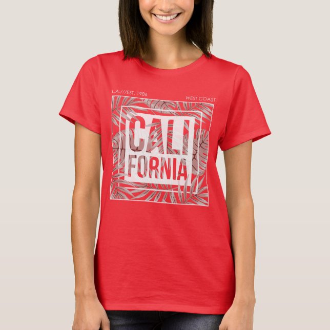 California Summer Forever- Tropical Leaves T-Shirt (Front)