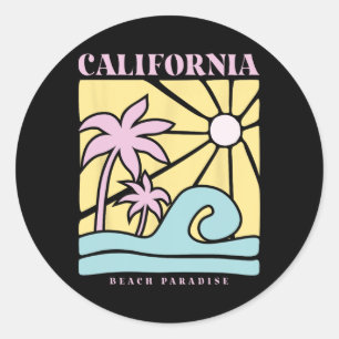 California Summer Sunshine Beach Paradise Summer  Classic Round Sticker