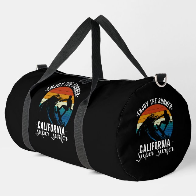 California Summer Surfer Vibes Duffle Bag (Left Corner)