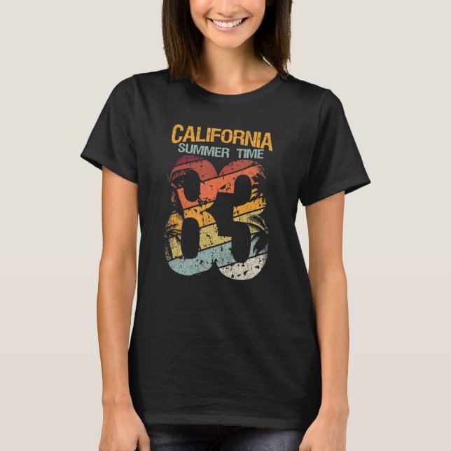 California Summer Time 83 Beach Santa Cruz Surfing T-Shirt (Front)