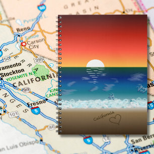 California Sunset   Beach Sand Heart Notebook