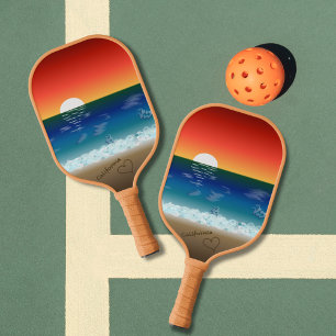 California Sunset   Beach Sand Heart Pickleball Paddle