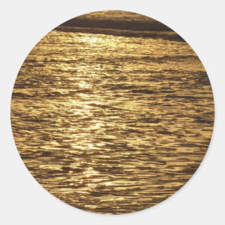 California Sunset Waves Ocean Seascape Classic Round Sticker