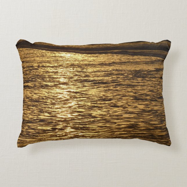 California Sunset Waves Ocean Seascape Decorative Cushion (Front)